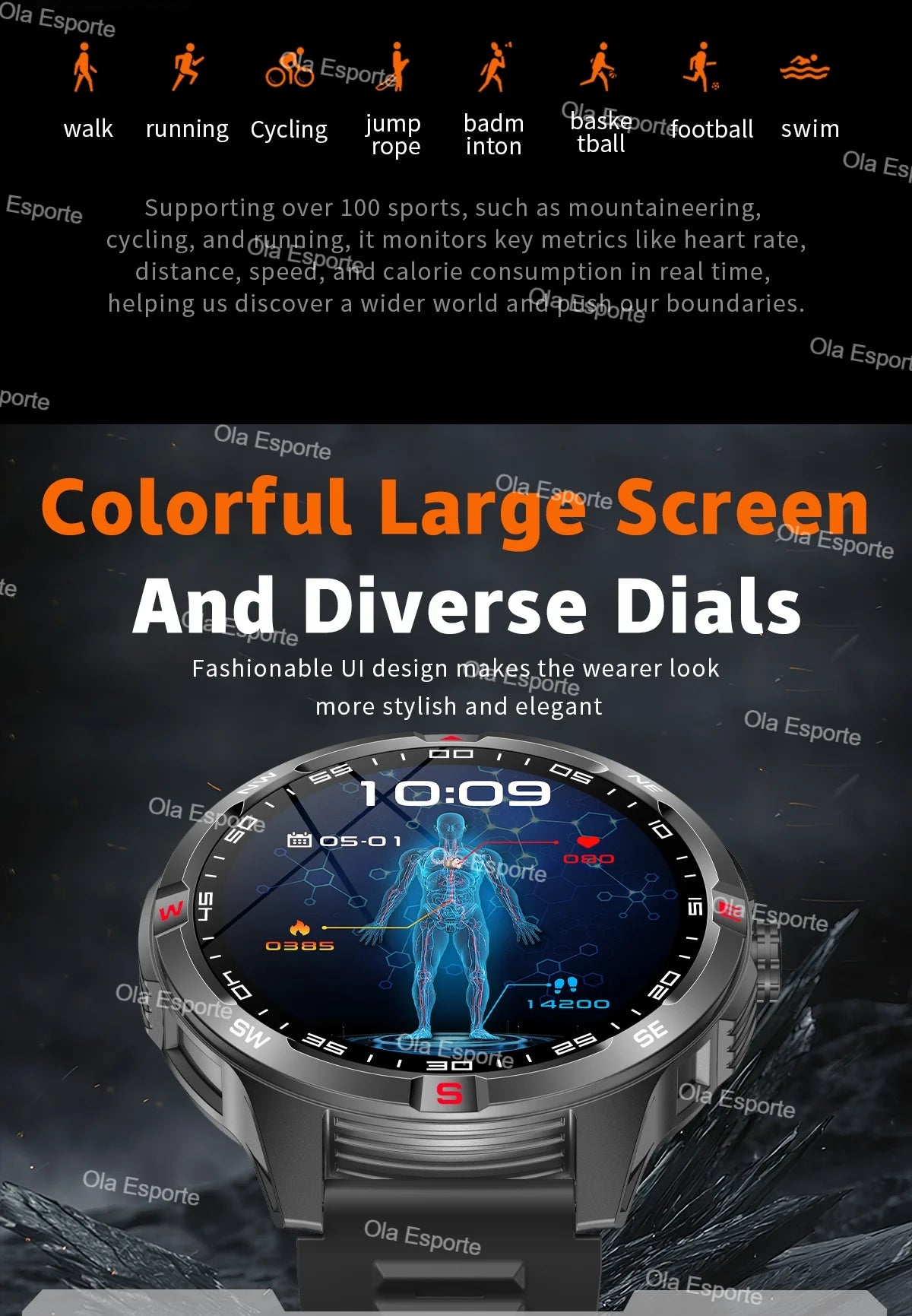 Montre intelligente 2025 boussole étanche surveillance de la santé et du sommeil grande capacité de batterie plus de 100 Modes de Sport hommes femmes Smartwatch en plein air