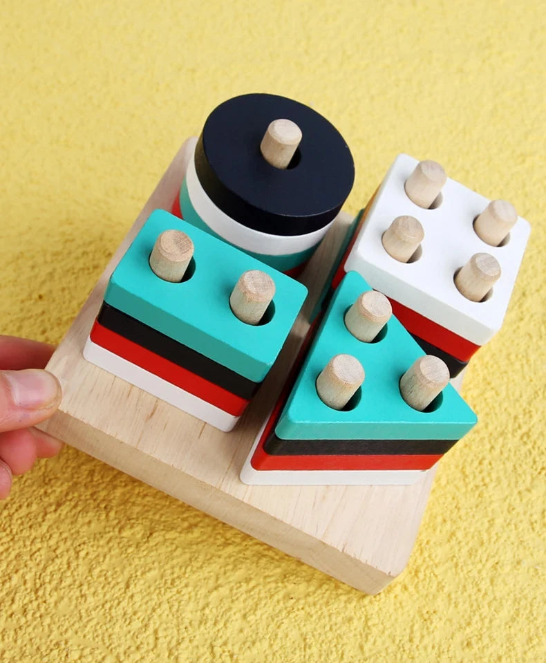Puzzle Montessori pour enfants de 1 à 3 ans jouets en bois blocs de construction apprentissage document forme match