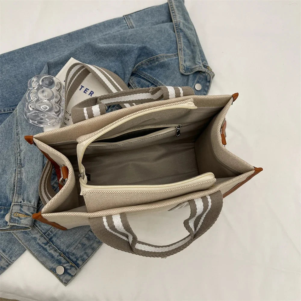 sac de luxe femme sac a mains femme sac bandouillère femme Sacs à main en tissu de lin pour femmes, sac à bandoulière rayé de grande capacité, sac fourre-tout de shopping, dernier document uni, lancé, qualité, 2024