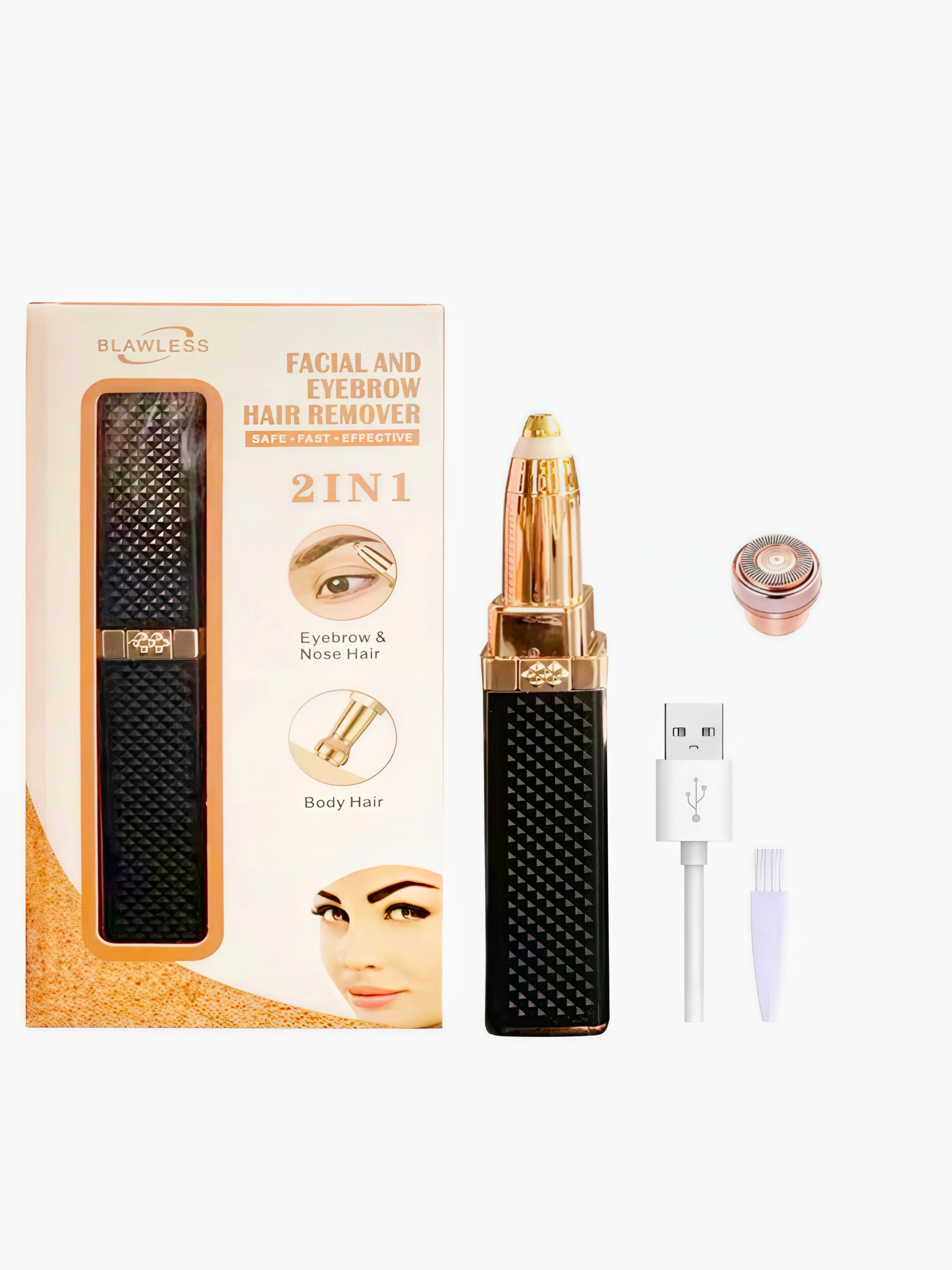Tondeuse à sourcils électrique 2 en 1 pour femmes, chargeur USB, épilateur portable, bikini, rasoir indolore, corps féminin, tondeuse à sourcils faciale