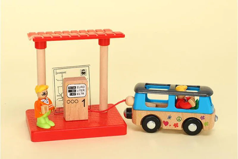 Jouets pour tout-petits, Train en bois, accessoires de voie ferrée, Barricade, scène de piste de plate-forme, jouets Puzzle pour garçons et filles