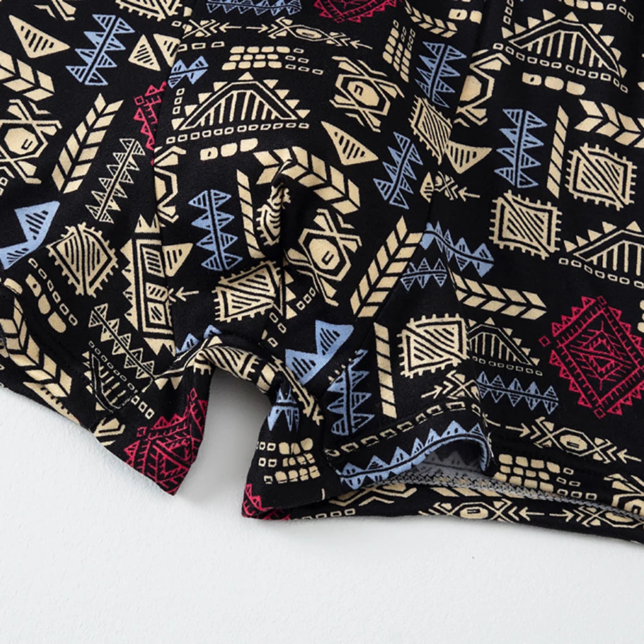 Fashionable and versatile printed underwear for men, 5-piece set, all seasons, comfortable, plus size, youthful boxer shorts, casual shorts