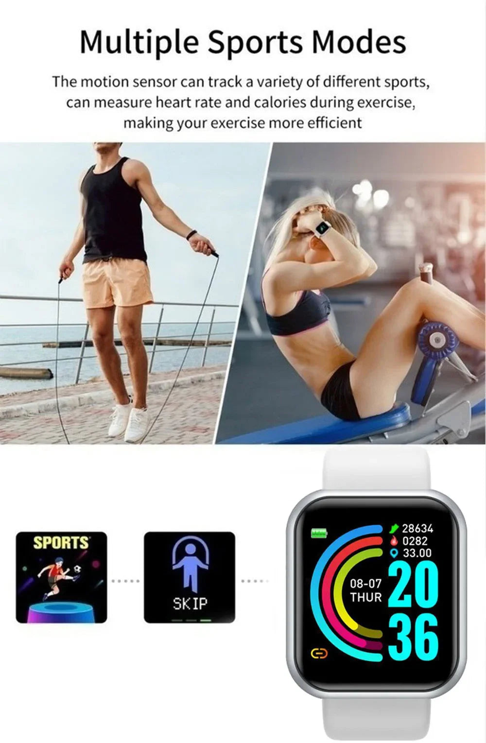 Montre intelligente multifonctionnelle pour hommes et femmes, téléphone connecté Bluetooth, musique, bracelet de sport de fitness, moniteur de sommeil, montre intelligente
