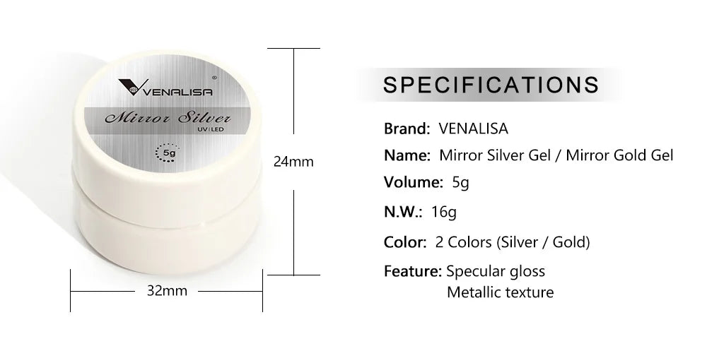 Venalisa 5ml nouveau Gel métallique UV argent or effet miroir renforcer garder les ongles C Arc UV Gel de Construction 5D Gel de modélisation