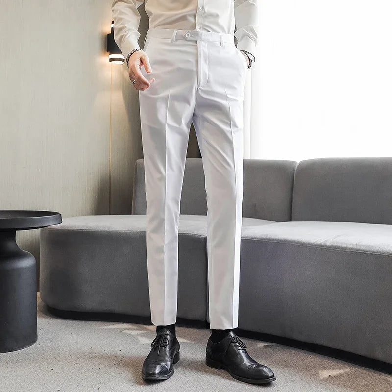 Pantalons formels hommes 2024 nouveau élégant homme bureau travail pantalon décontracté élastique coton pantalon hommes 17 couleurs pantalons Hombre