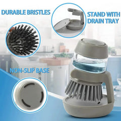 Brosse à vaisselle avec distributeur de savon, brosse à palme, lavage de la vaisselle, brosses à récurer de cuisine avec support, plateau d'égouttage