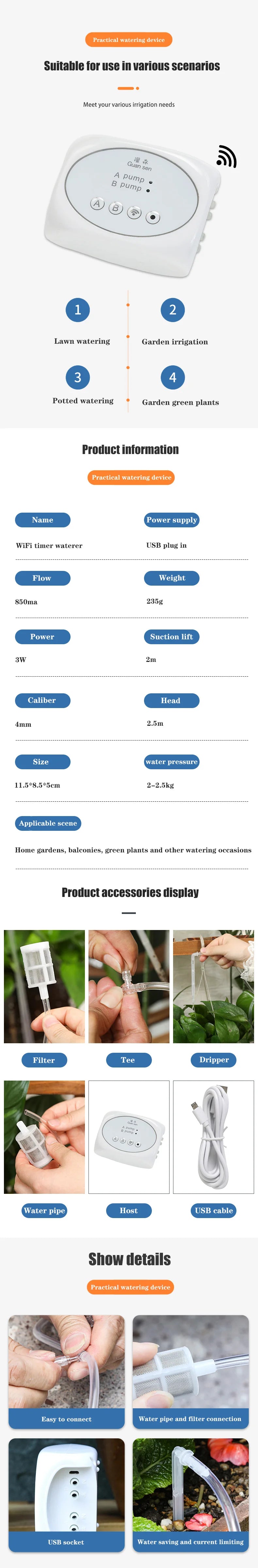 WiFi Smart Garden Irrigation Controller, Automatic Drip Irrigation System Kit for Plants, Mobile Phone Control, Watering Timer Device
