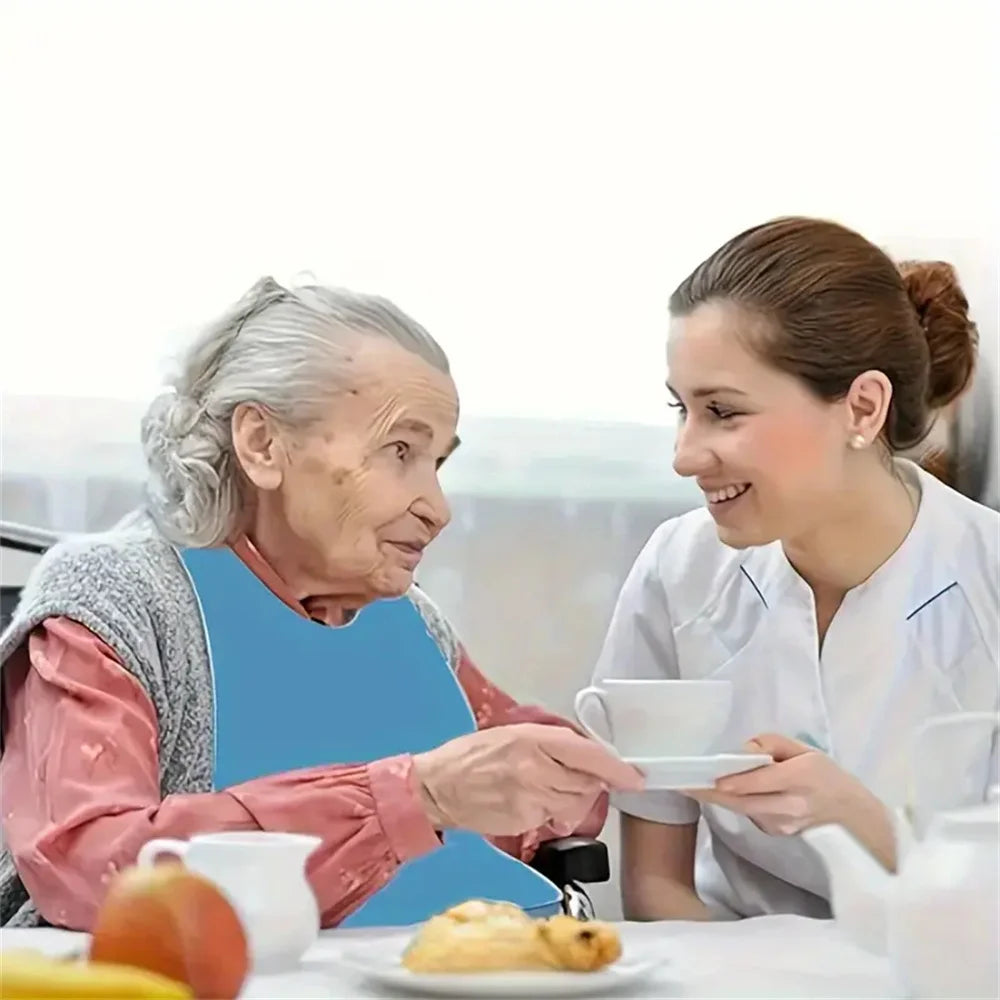 Grands bavoirs imperméables en Silicone pour adultes, de qualité alimentaire, avec poche, aide à l'alimentation, pour hommes et femmes âgés, accès aux vaisselle Portable