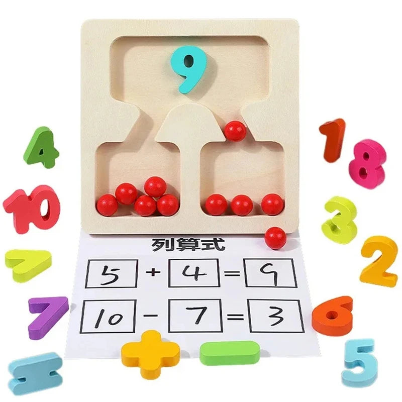 Jouet mathématique en bois pour enfants, outils pédagogiques d'addition et de soustraction, formation à la pensée logique Montessori, jouets mathématiques, éducation préscolaire