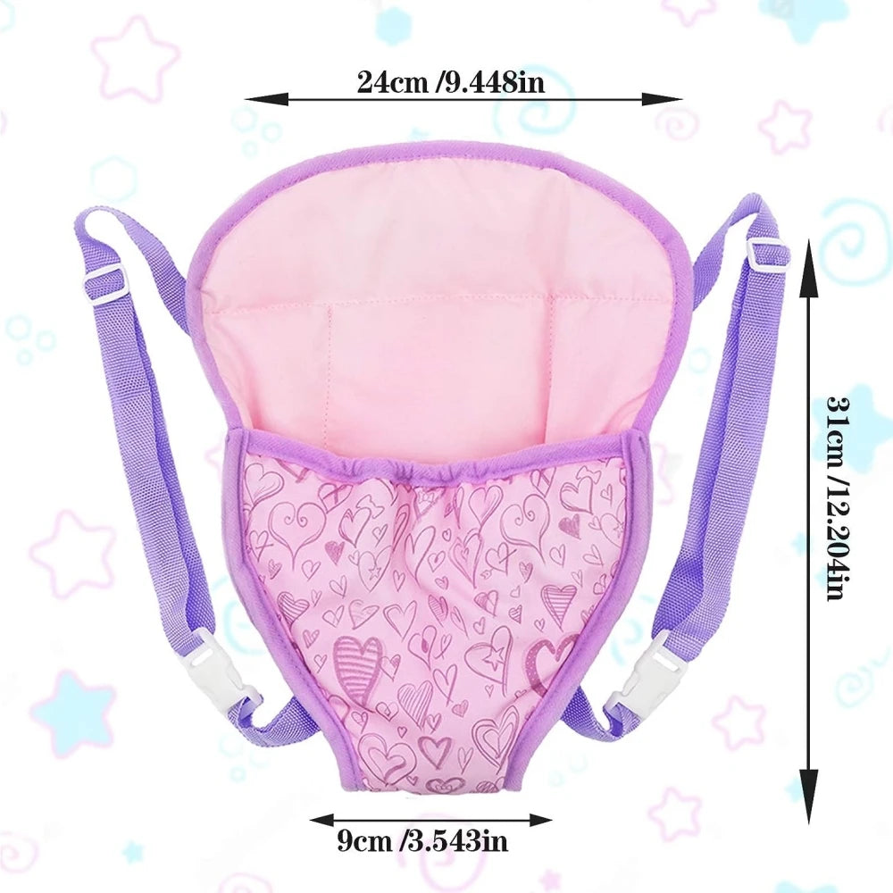 Sac à dos porte-poupée en peluche pour poupée, accessoires de poupée, porte-avant/arrière avec sangles, accessoires de poupée pour nouveau-né de 43cm, paquets sortants