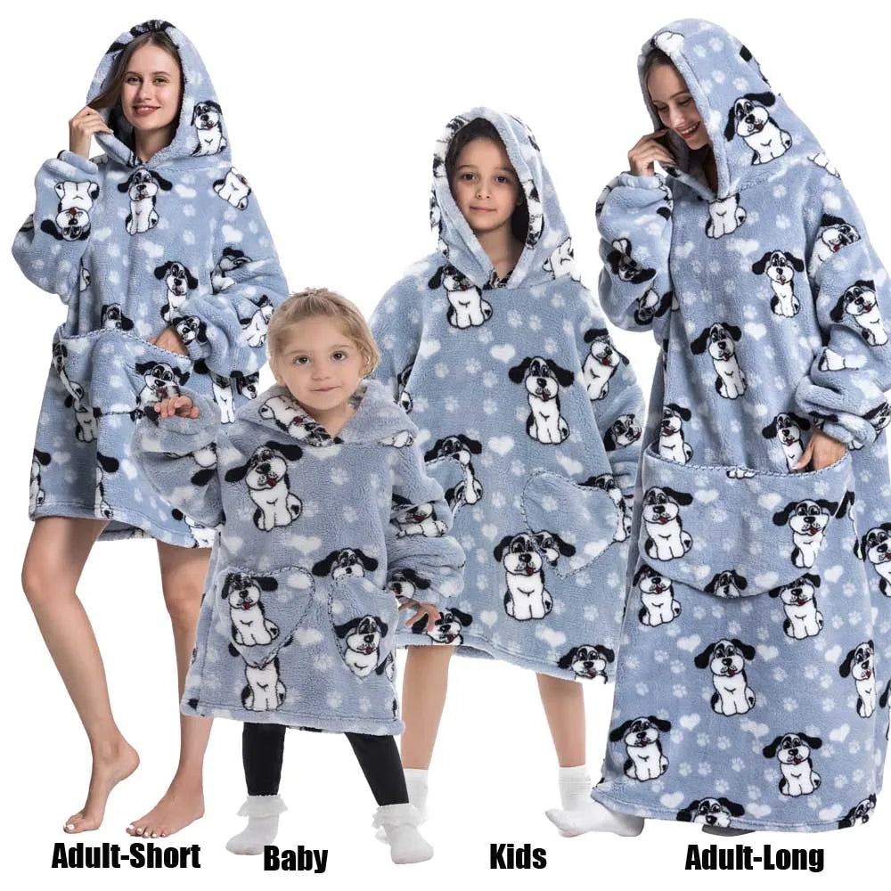 Sweat-shirt à capuche d'hiver pour femmes et hommes, pull polaire géant TV, couverture surdimensionnée avec manches, vêtements citrouille d'halloween pour adultes