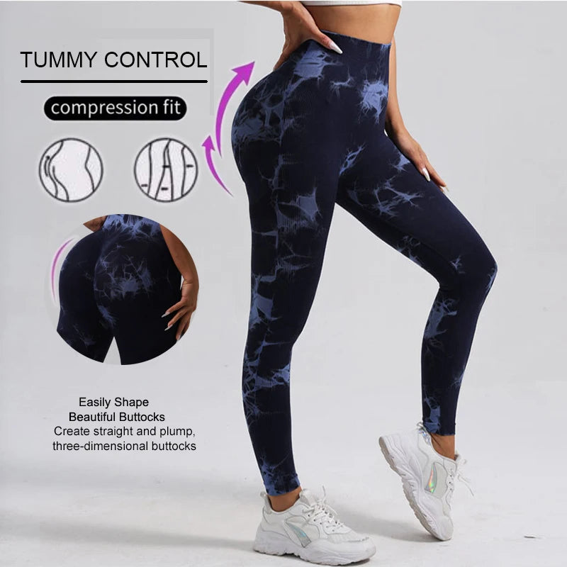 WAREBALL nouveau cravate colorant pantalons de Yoga Leggings de gymnastique femmes sans couture taille haute Push Up Sport collants Fitness entraînement Leggins