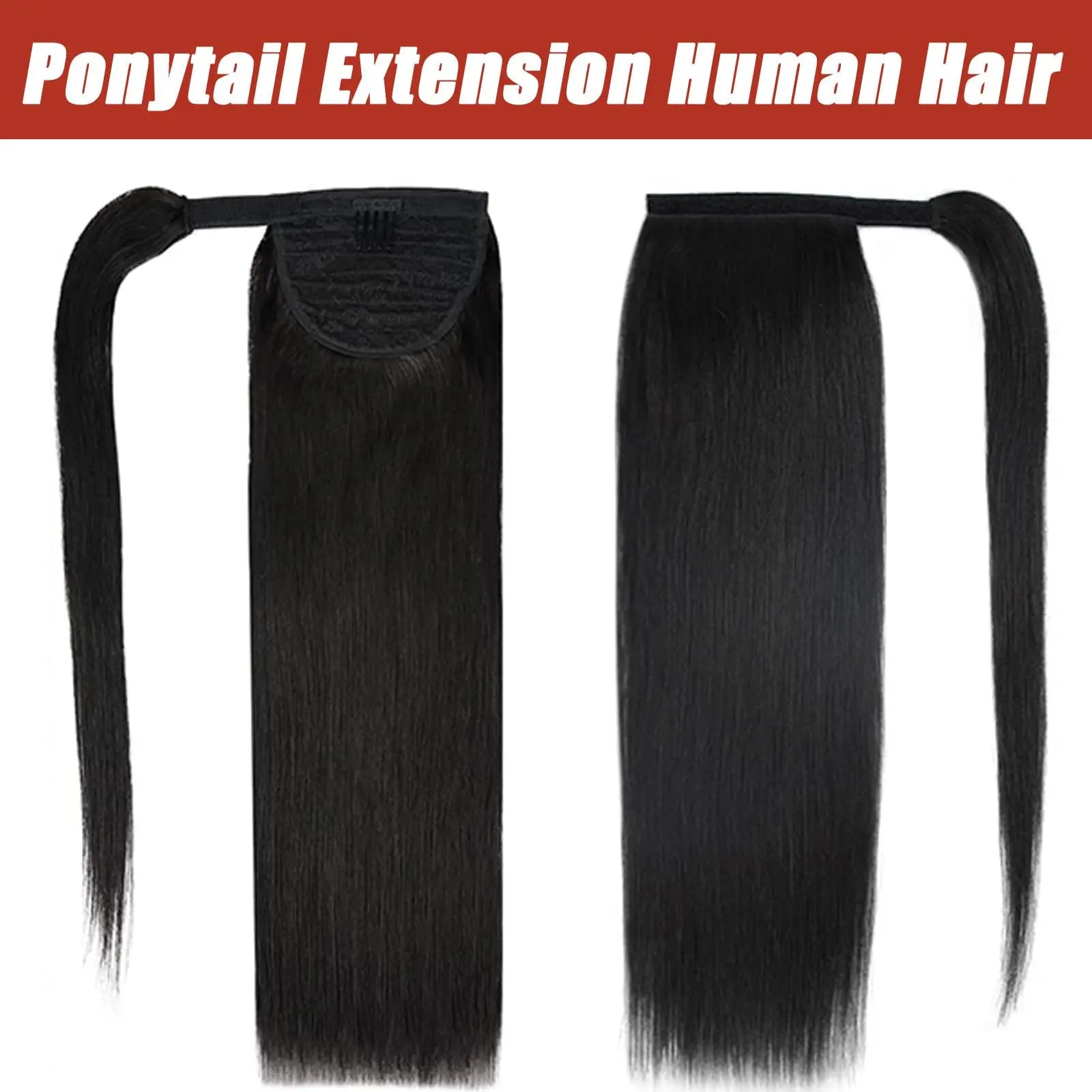 100G queue de cheval Extensions de cheveux humains enveloppe droite autour de la prêle 100% Remy cheveux humains 10 "-32" Extension de queue de cheval pour les femmes