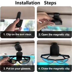 Porte-lunettes de soleil de voiture pour visière de voiture, Clip magnétique en cuir, porte-lunettes, accessoires de voiture de camion pour femmes et hommes