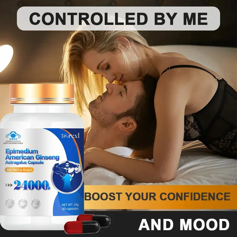 Supplément de ginseng américain biologique 100 % pur non OGM - 60 capsules soutient la santé reproductive, l'endurance d'énergie naturelle