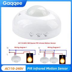 Lampe LED avec détecteur de mouvement PIR, interrupteur de vie intelligent, détection automatique, mini veilleuse sensible, 220V