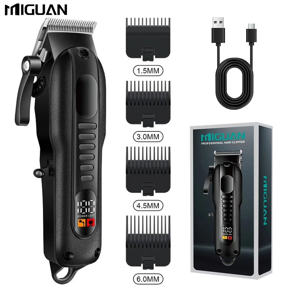 Tondeuse à cheveux professionnelle pour hommes avec écran LED, batterie au lithium rechargeable, chargement USB, tondeuse sans fil avec