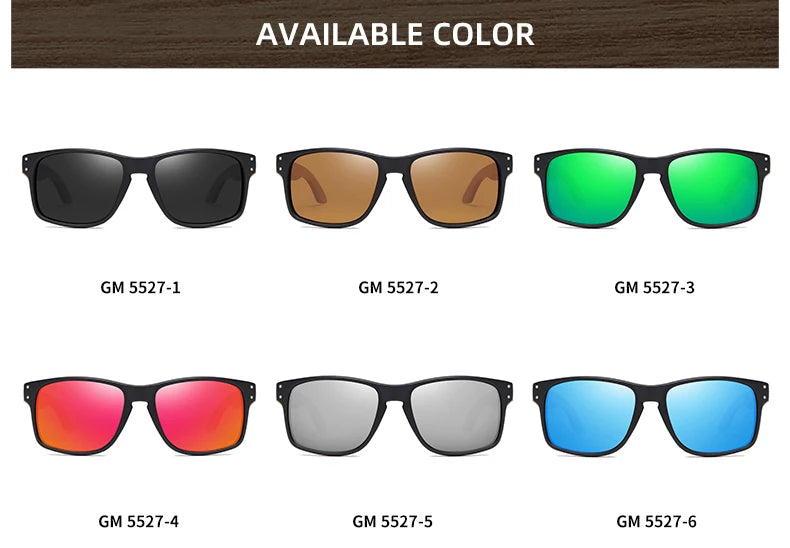 XSW-Lunettes de soleil polarisées faites à la main en bois de hêtre pour hommes, lunettes de soleil de conduite en plein air, charnière renforcée, design de marque, 5527