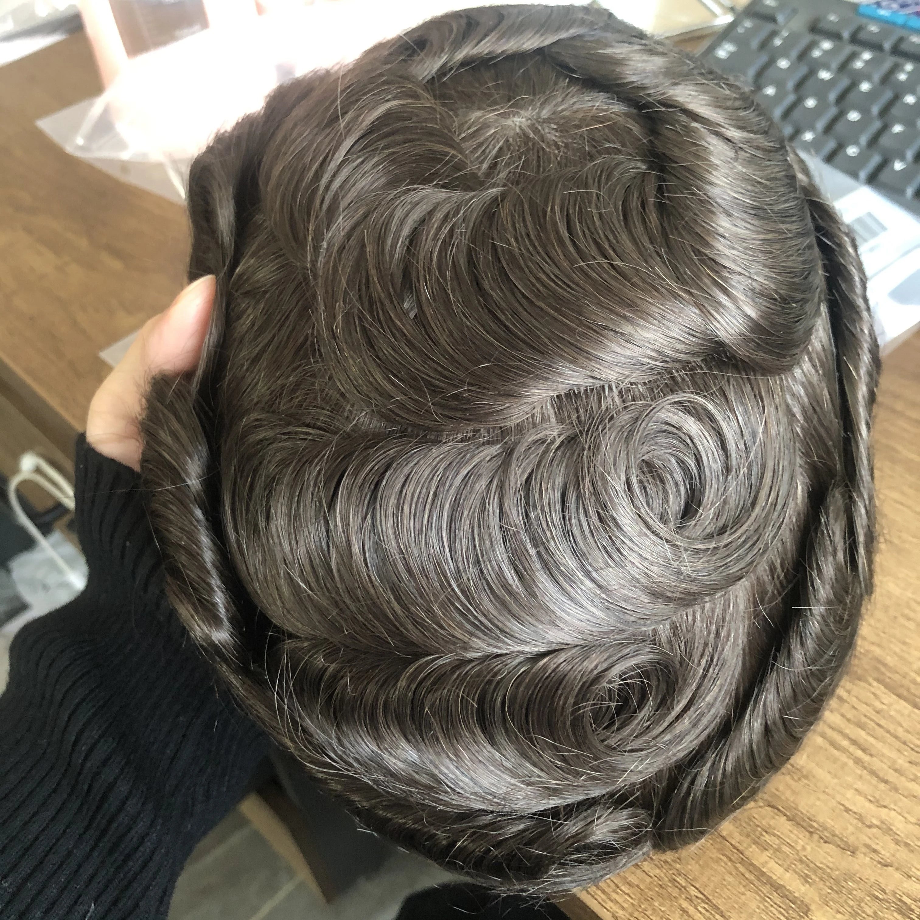 100% cheveux humains hommes toupet naissance des cheveux naturelle pleine peau Pu Base Durable mince 0.1mm hommes perruques unité de remplacement prothèse capillaire