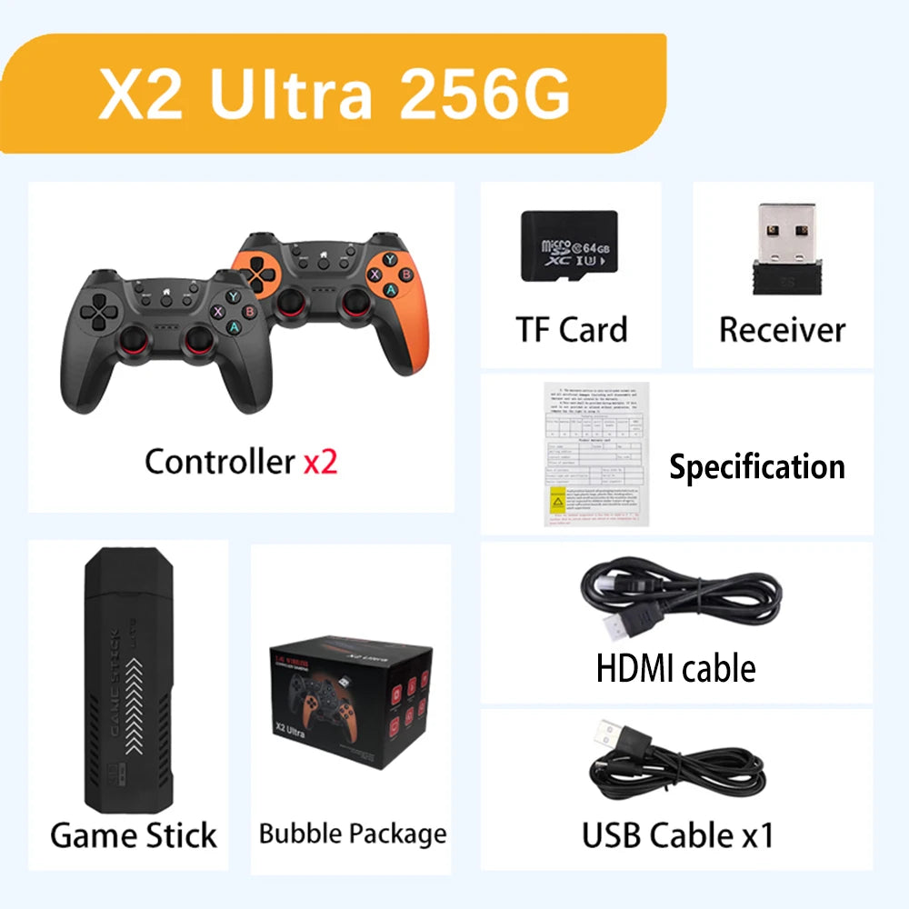 Console de jeu vidéo X2 Ultra, double manette sans fil, jeux rétro, cadeau de Noël, seulement 2.4G, 4K HD30000, 128G