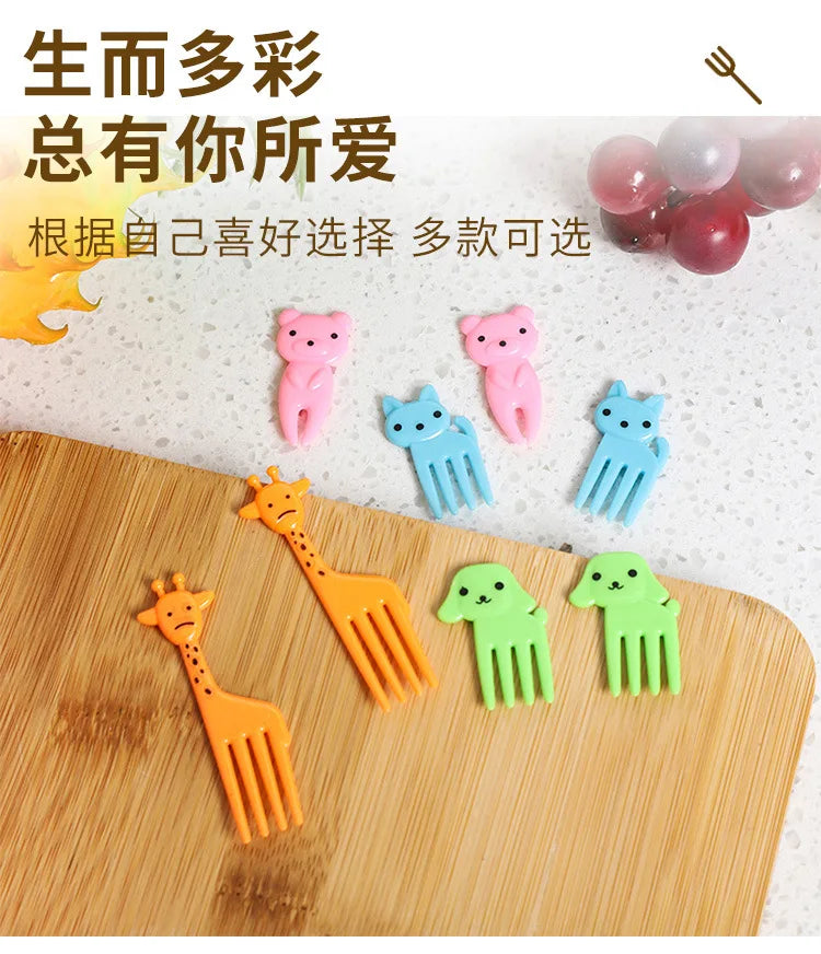 40 pièces fourchette à fruits dessin animé enfants gâteau cure-dents à fruits Mini fourchette à animaux en plastique de qualité alimentaire Bento déjeuner Bento accessoires décor de fête