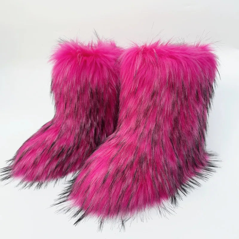 Bottes de neige mi-mollet en fourrure pour femmes et filles, chaussures en peluche chaudes, plate-forme extérieure, document solide, mignon, hiver, Y2K, 2023