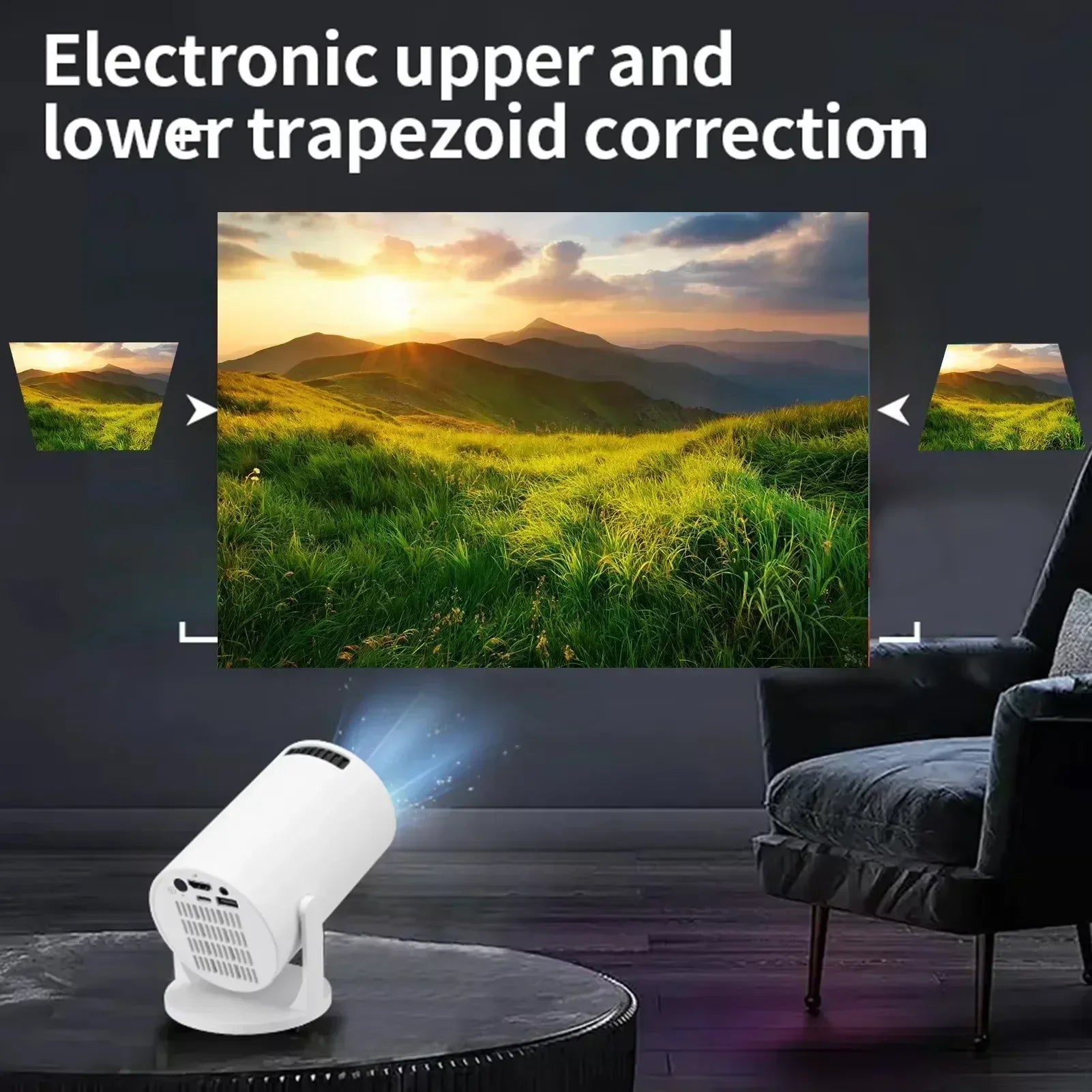 Projecteur de film extérieur 1080P LED, 270 °   Angle réglable, prise en charge USB/TV Box/téléphone/PC pour le camping
