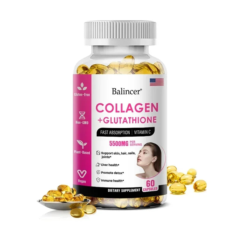 Supplément de collagène au glutathion - Maintaine la vitalité jeune - Soutenir la santé de la peau, supplément antioxydant, non OGM
