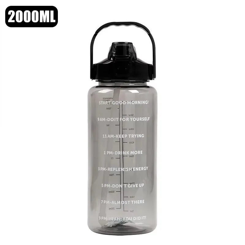 Bouteille d'eau 2 litres, bouteille de Sport en plastique étanche, reste hydraté, motivation, rappel des moments, Sports de plein air, Fitness, bureau, intérieur