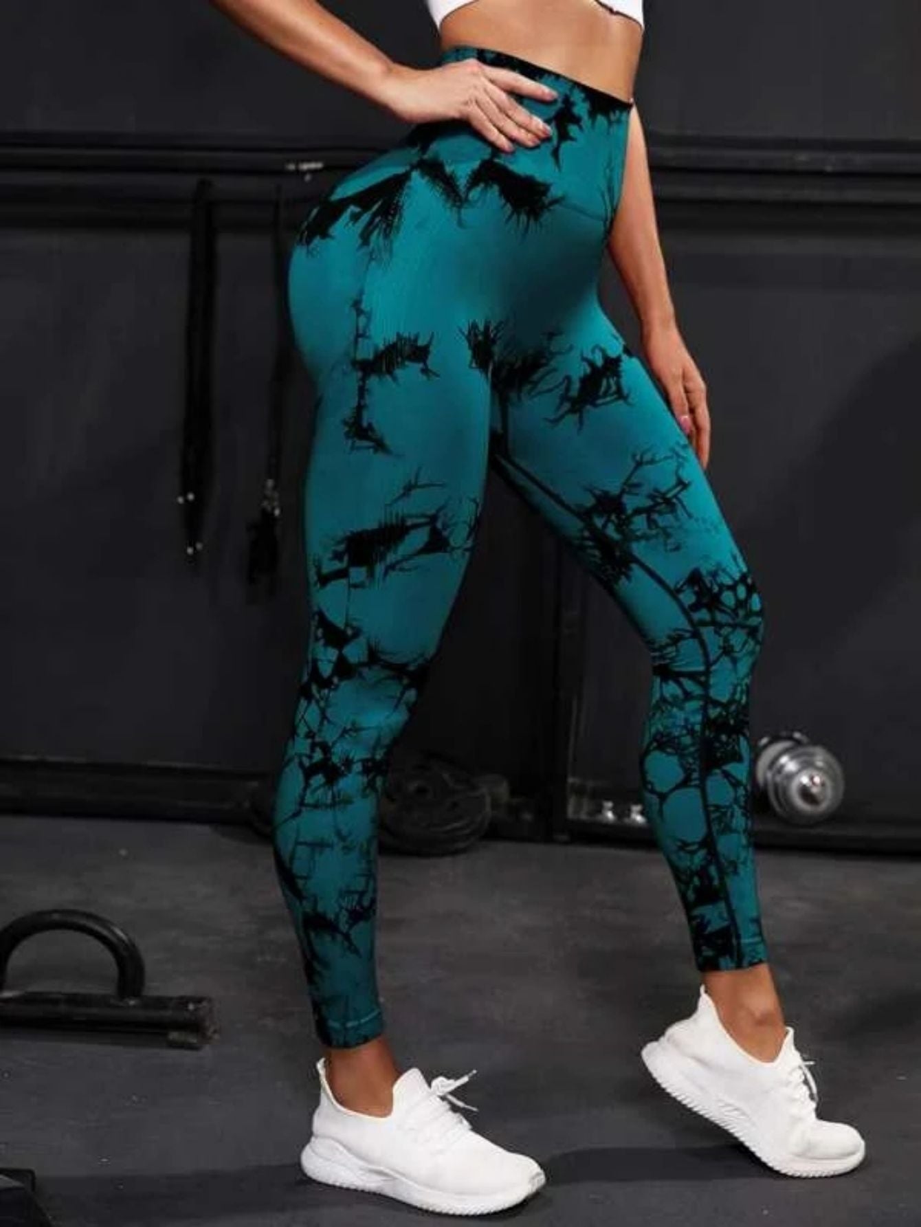 Leggings taille haute sans couture pour femmes, teinture par nouage, Fitness, sport, course à pied, pantalons de Yoga, levage des hanches, collants tricotés élastiques