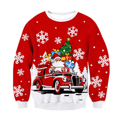 Sweat-shirt de noël en forme de renne du père noël pour hommes et femmes, pull à manches longues, nouvel an, fête de Festival, col rond