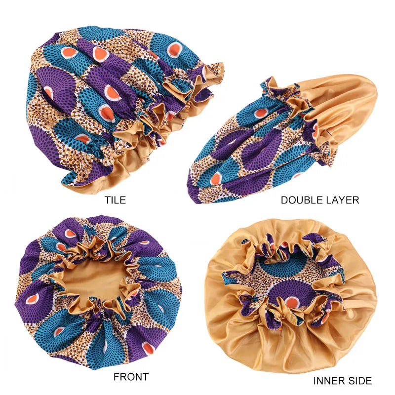 Bonnet de nuit élastique pour enfants, imprimé africain, Turban doublé en Satin, chapeau de nuit, Turban pour enfants, outils de coiffure