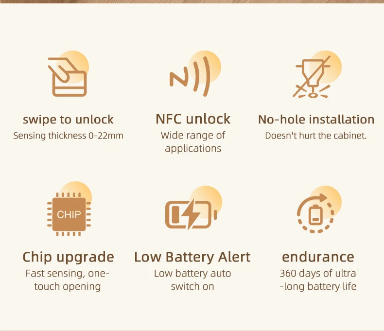 Serrure de porte intelligente en bois, serrure électronique Invisible, carte RFID, déverrouillage NFC, boîte aux lettres sans clé, casier, tiroir de meubles, serrures intelligentes