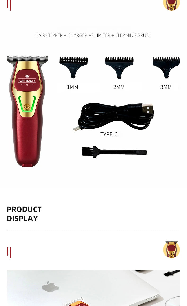 Tondeuse à cheveux professionnelle pour Salon de coiffure hommes rasoir tondeuse à barbe électrique lame en T 0 MM coupe-cheveux sans fil Machine de coupe de cheveux