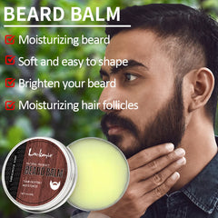 5-Piece/Set Sandalwood Beard Growth Kit, Scented Beard Balm, Moisturizing Oil, Styling Trimming, Conditioning Care for Men