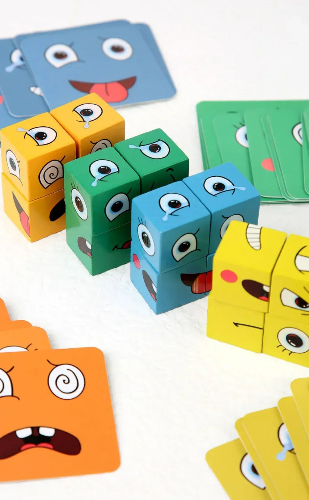 Cube visage changeant bois Puzzle blocs de construction jeu de société Montessori Expression blocs en bois Blocs pour enfants enfants jouets cadeau