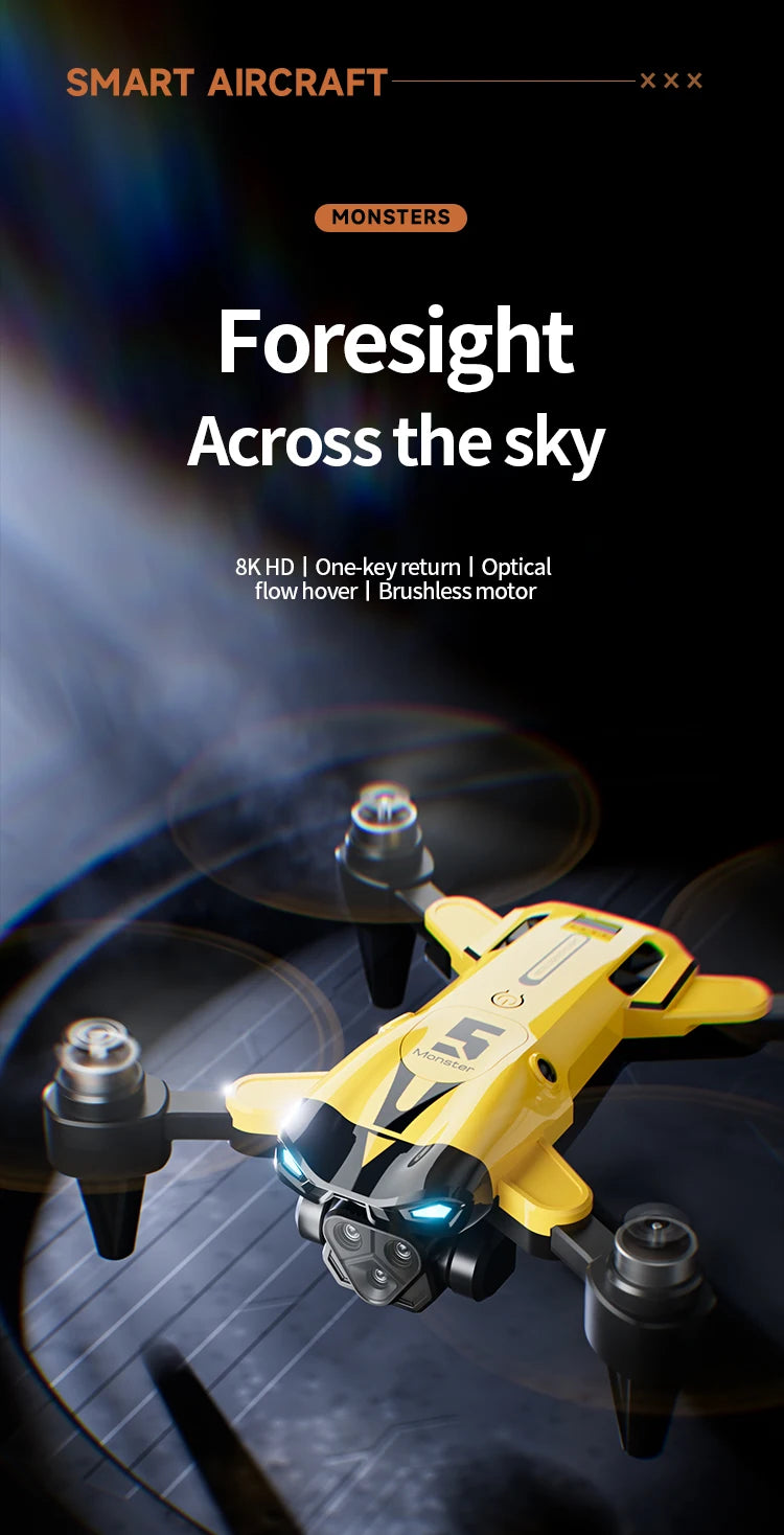 Drone professionnel M5 8K avec trois caméras grand angle, évitement d'obstacles, GPS 5G, positionnement du flux optique, quadrirotor RC sans balais