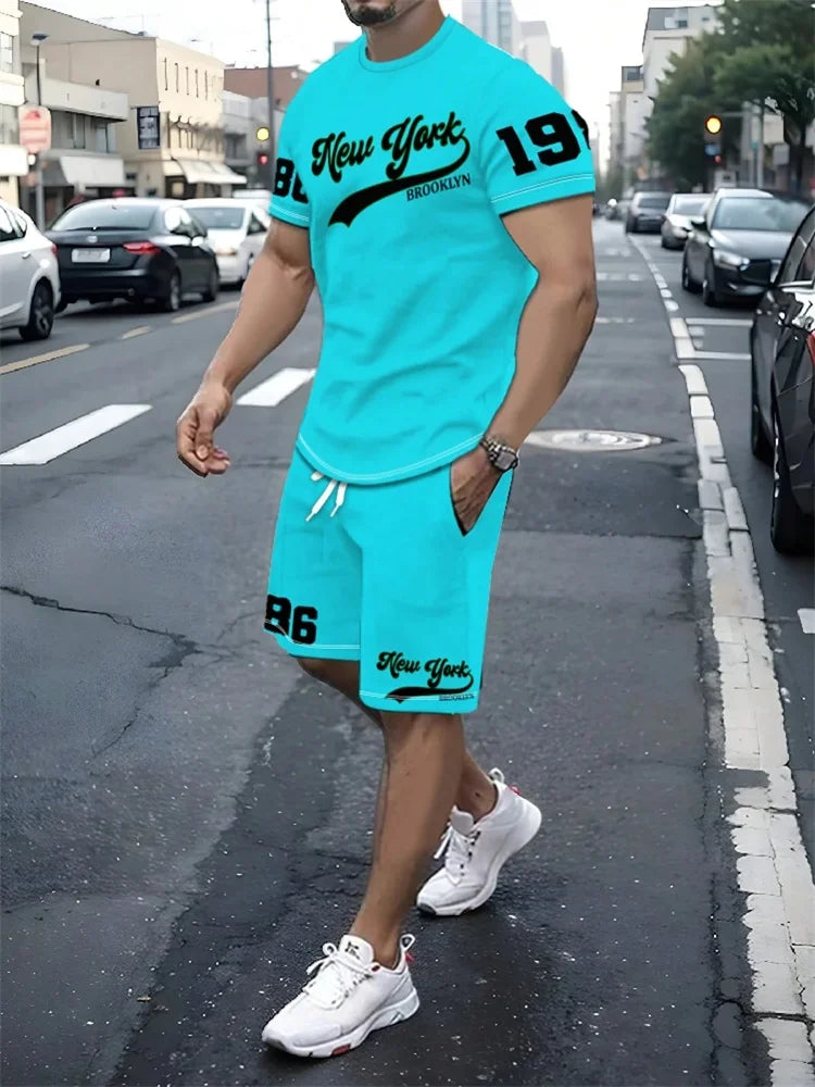 2025 Nouveau Casual Hommes Ensemble, Taille 23 Impression Numérique, L'été Rue De La Mode, Respirant Et Confortable, Sports de Plein Air