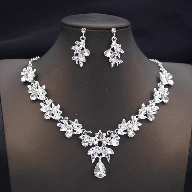 Ensemble de colliers et boucles d'oreilles pour femmes, 14 couleurs, à la mode, goutte d'eau, ras du cou, ensemble de bijoux pour bal d'anniversaire, mariage