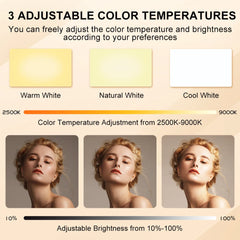 Lumière de remplissage LED portable pour smartphone, selfie, vidéo de conférence, diffusion en direct, téléphone portable, iPad, ordinateur portable, appareil photo, 2500K-9000K