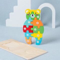 Puzzles en bois Montessori pour enfants, jouets pour tout-petits de 2 à 3 et 4 ans, jouet dinosaure