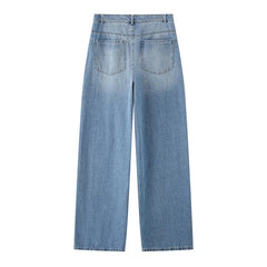 MUJER 2025 Women's Blue Baggy Jeans for Women, High Waisted Mom Jeans, Wide Leg Denim Pants, Summer Jeans