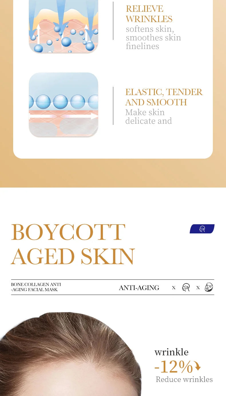 Masque Facial Anti-rides au collagène, 10 pièces, Anti-vieillissement, estompe les ridules, peau ferme, hydratant, éclaircissant, soins de la peau, cosmétiques coréens