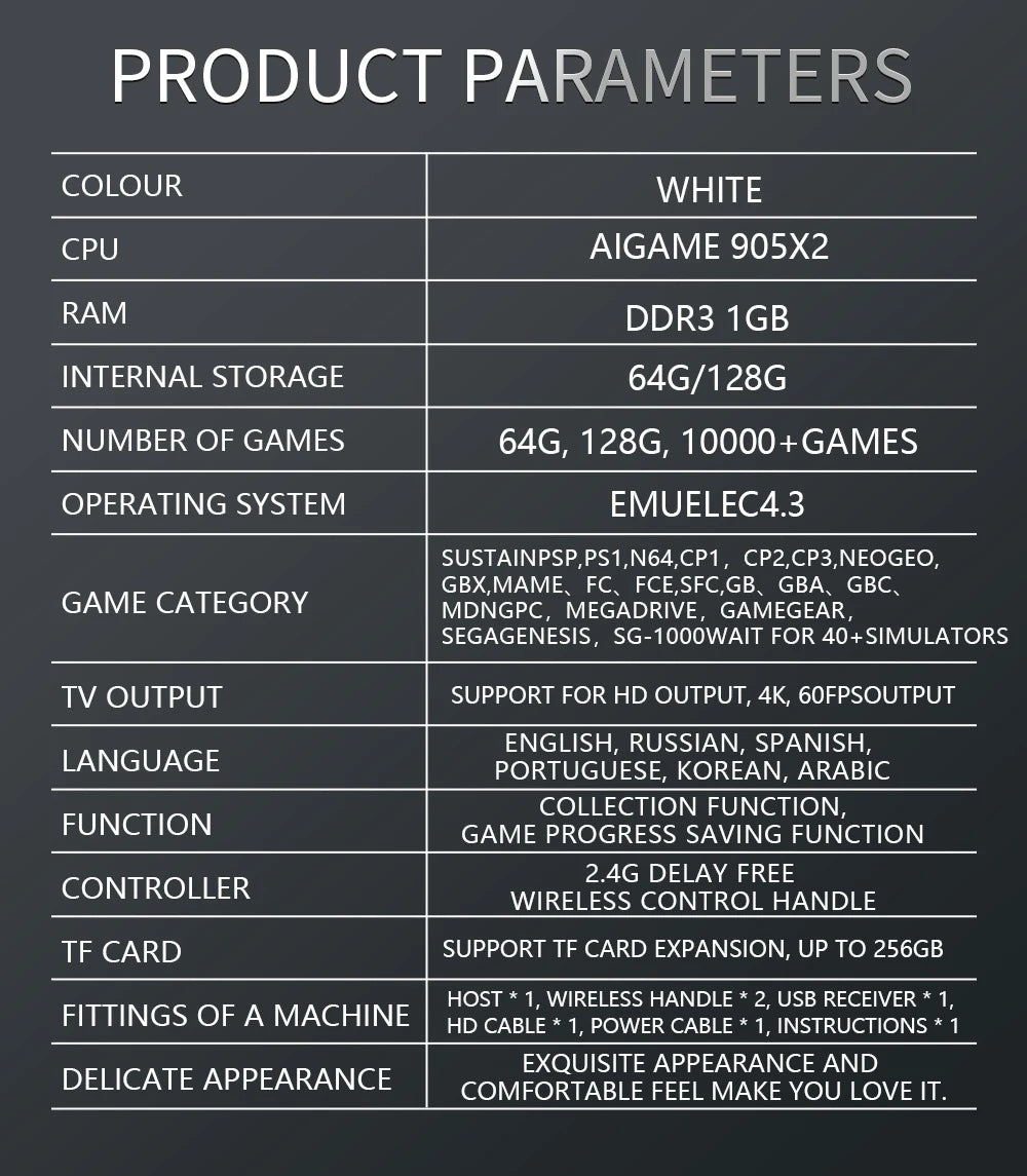 BOYHOM Y6 Console de jeu rétro 4K 60fps sortie HDMI faible latence GD10 TV bâton de jeu double poignée Console de jeu domestique Portable pour GBA