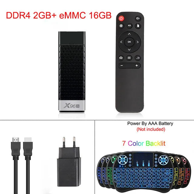 Clé TV X96S 4K, Android 9.0, Amlogic S905Y2 Quad Core, 4 go/32 go, Wifi 2.4/5GHz, bt 4.2, 1080P, H.265, Miracast, Dongle TV