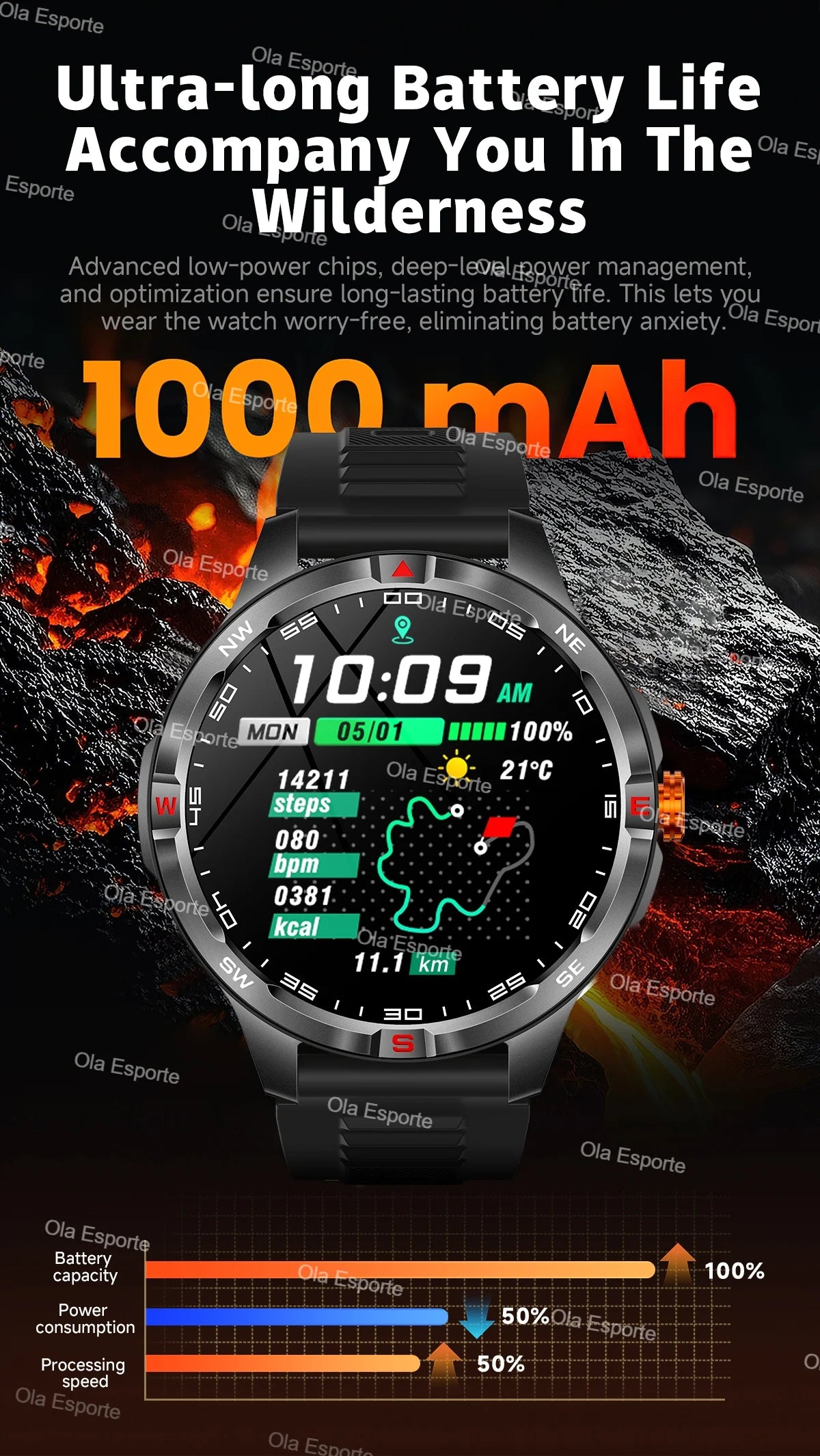 Montre intelligente 2025 boussole étanche surveillance de la santé et du sommeil grande capacité de batterie plus de 100 Modes de Sport hommes femmes Smartwatch en plein air