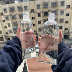 Bouteille d'Eau en Verre de Grande Capacité avec Couvercle Marqueur de Temps, pour Eau, Lait Transparent, Jus, Tasse Simple, Cadeau d'Anniversaire