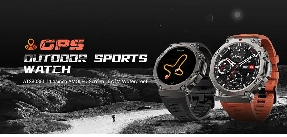 Montre intelligente pour t-rex 3 GPS Smartwatch AMOLED écran tactile 5ATM boussole extérieure moniteur de Sport de Fitness intelligent montre pour hommes pourXiaomi