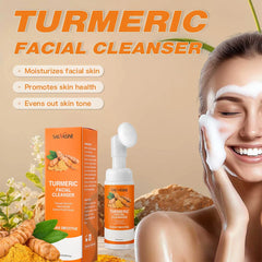 Nettoyant au curcuma hydratant le visage éclaircissant le teint de la peau mousse de lavage du visage quotidienne avec brosse soins de la peau propre extrait de fruit de citron
