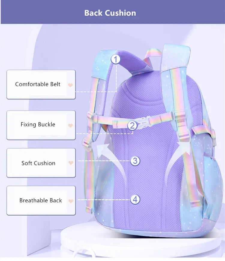Sac à dos pour enfants pour filles, sacs d'école pour collégiens, sac de livre étanche de grande capacité pour élèves du primaire
